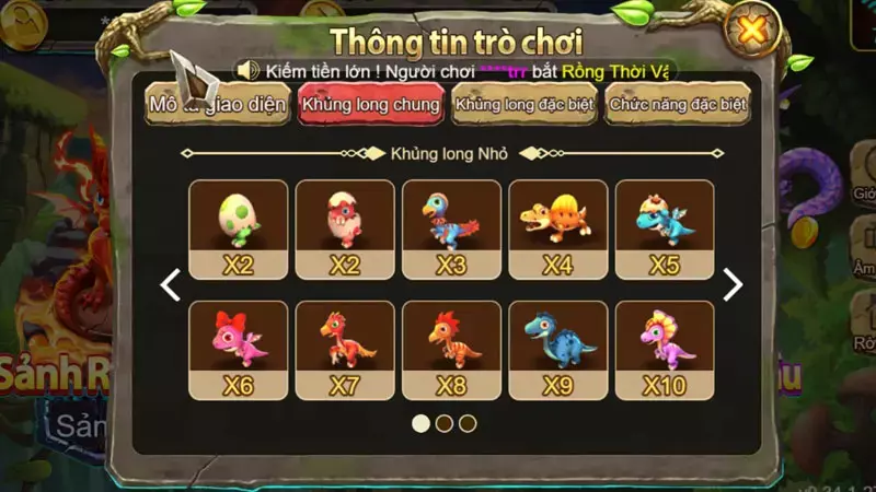 Các loại rồng và khủng long trong trận chiến Dino Hunter